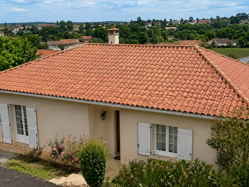 Même toiture après démoussage, tuiles propres (illustration)