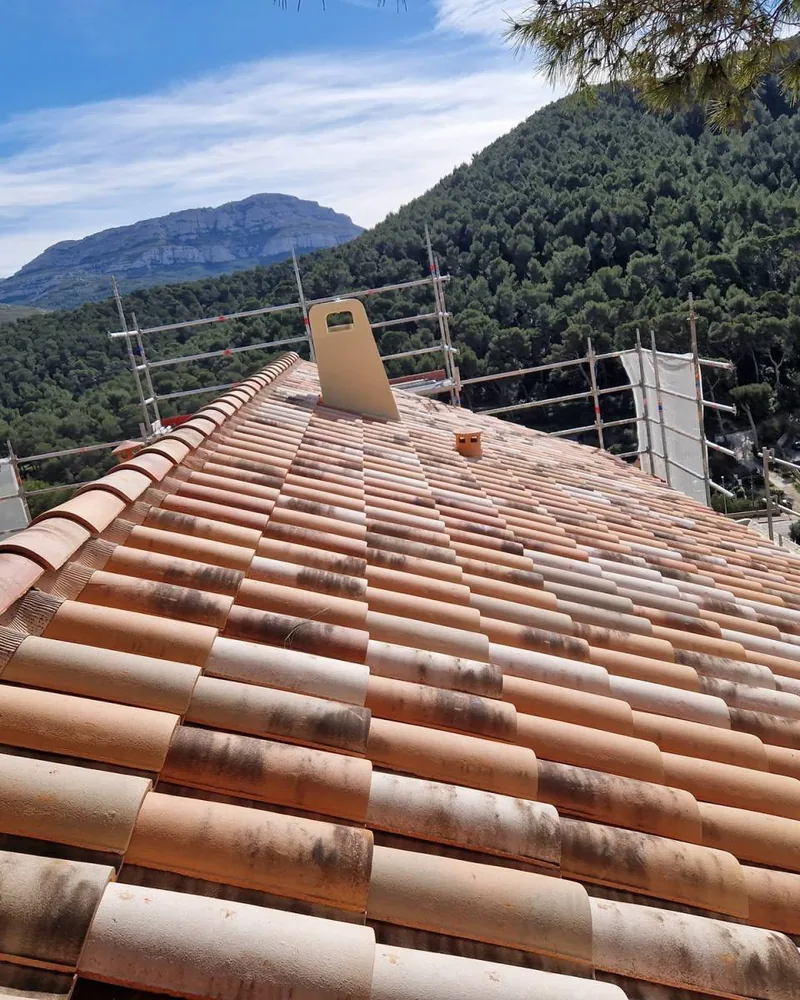 Toiture en tuiles après entretien, à Bon-Encontre